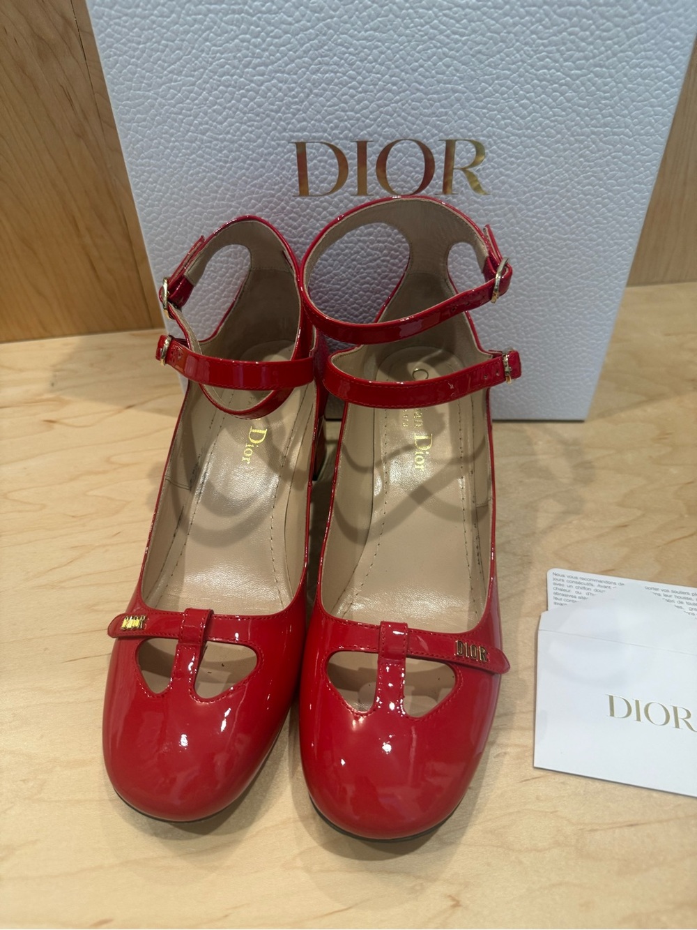 Dior Red Patent Mary Jane Double-Strap Heels with box - Picture 1 of 13